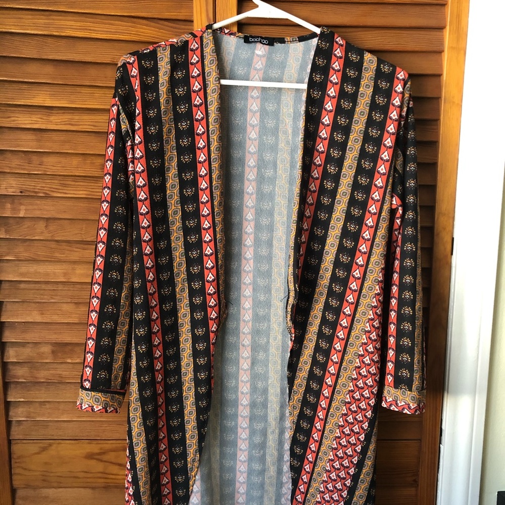 Woven Paisley Stripe Tie Kimono